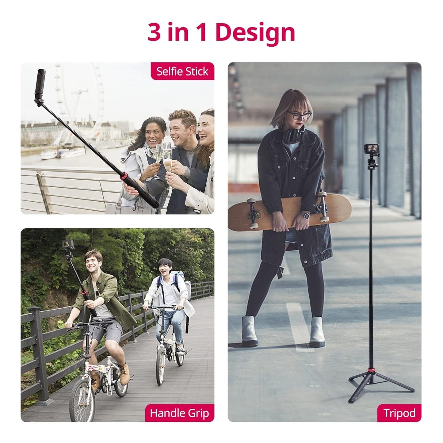ULANZI MT-71 59in Tripod Selfie Stick, Magnetic QR, 1/4'' Screw for DJI Pocket 3