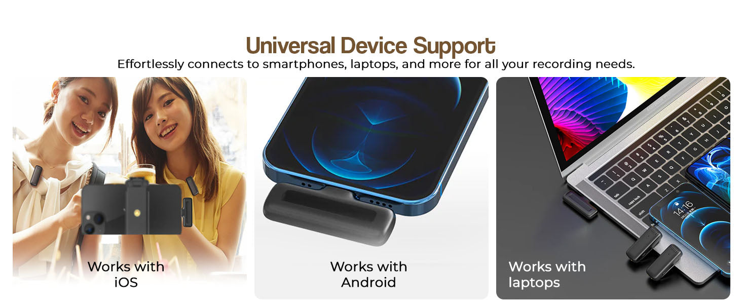 Ulanzi J12 Wireless Lavalier Mic for USB-C, iPhone & iPad, 2in1 Adapter, 65ft Range, Case
