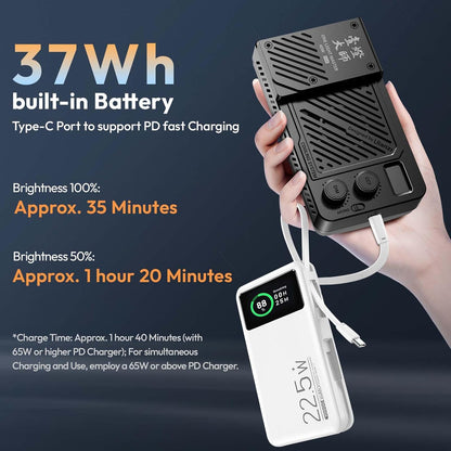 ULANZI P40 RGB LED Video Light 40W, 5000mAh, CRI96+, 2700K-6500K, PD Quick Charge, Fan, Magnetic Diffuser, 1/4" Thread