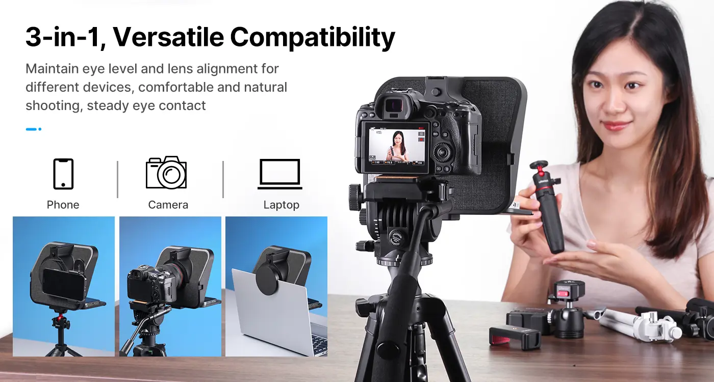 Ulanzi RT02 Universal Teleprompter for Tablets and Smartphones with Remote Control R004GBB1