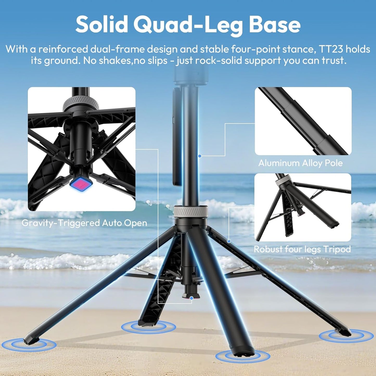 ULANZI TT23 64" Auto Face Tracking Tripod, 360Â° Selfie Stick w/ Remote for iPhone/Android