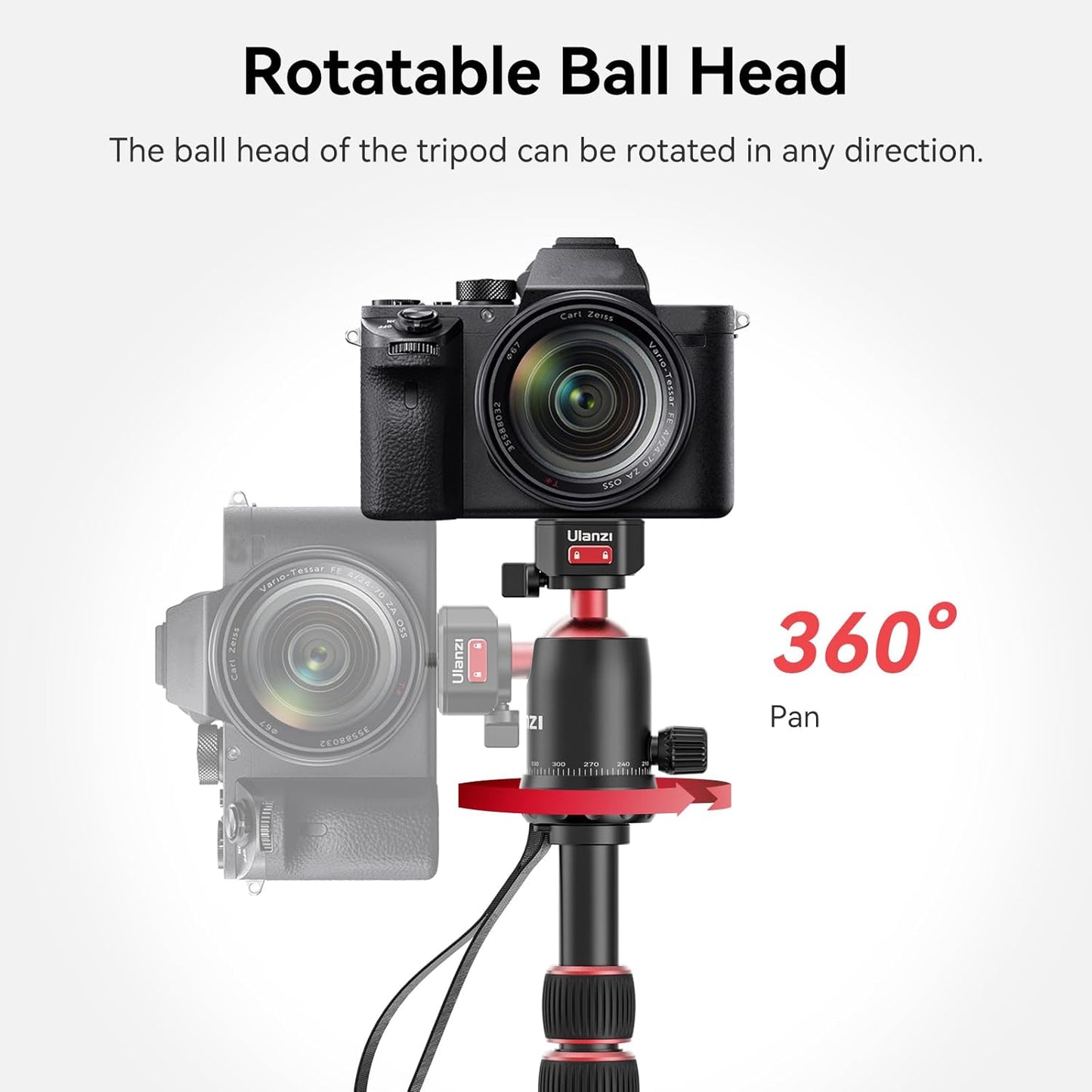 ULANZI TT31 72.4" Tripod/Monopod, 33lb Load, QR Plate, 360Â° Head for DSLR/Video