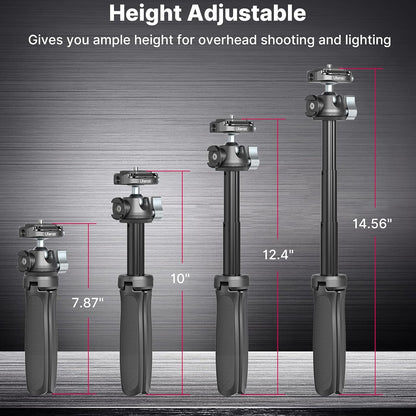 ULANZI MT-46 Aluminum Tripod, F38 Plate, 360 Ball Head, Cold Shoe, 4-Level Adjust