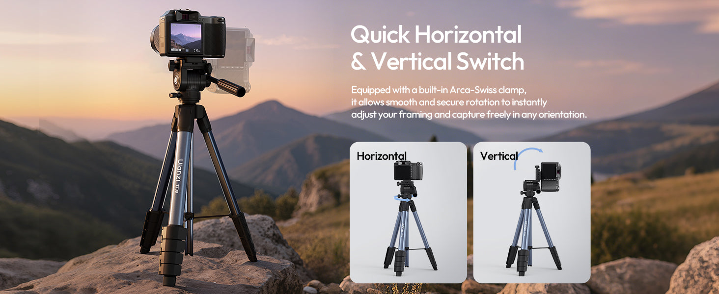 ULANZI TT39 Tripod 61" Vertical/Horizontal, Phone & DSLR, Adjustable