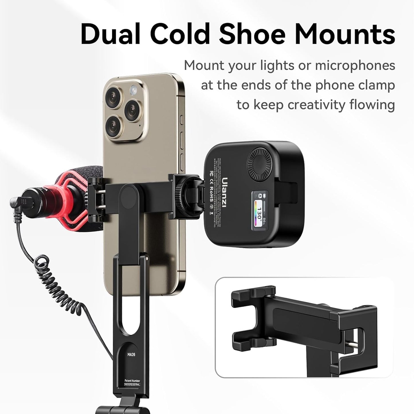 ULANZI MA26 Phone Tripod  â€“ Foldable, 2 Cold Shoe, Compact, Lightweight