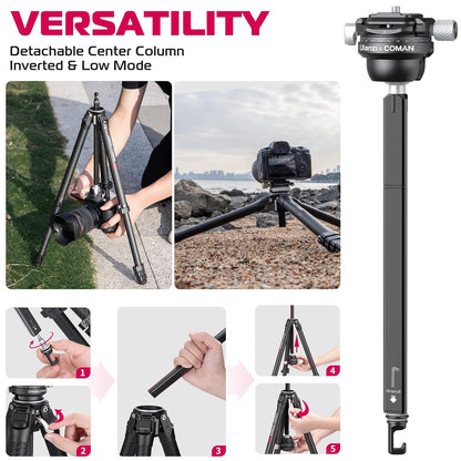 Zero Y Professional Carbon Fiber Camera Tripod, 360Â° Ballhead, 39lb Max Load