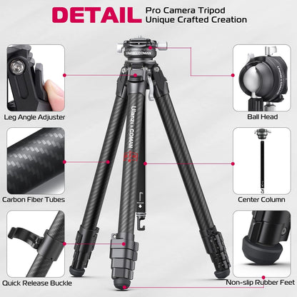 Zero Y Professional Carbon Fiber Camera Tripod, 360Â° Ballhead, 39lb Max Load