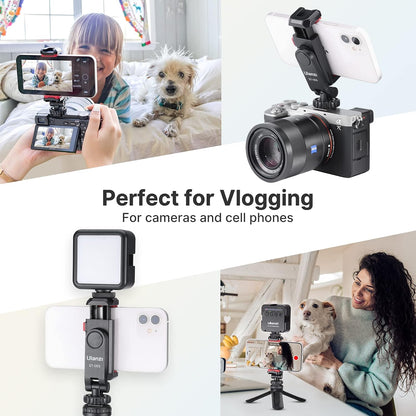 Uanzi ST-06S Universal Smartphone Mount with 2 Cold Shoes, 360Â° Rotation, Adjustable Clip