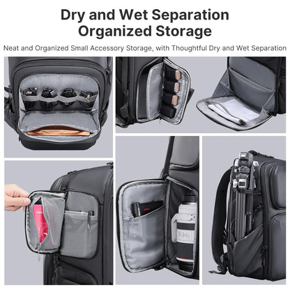 BP10 Hardshell Camera Backpack, Waterproof, 35L, for DSLR, Laptop, Black