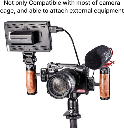 Ulanzi R075 Left Right Wood Handle Grip for Camera Cage, Compatible with Sony A6400 A6600 A7III A7IV A7SIII Nikon Canon Panasonic Camera Cage