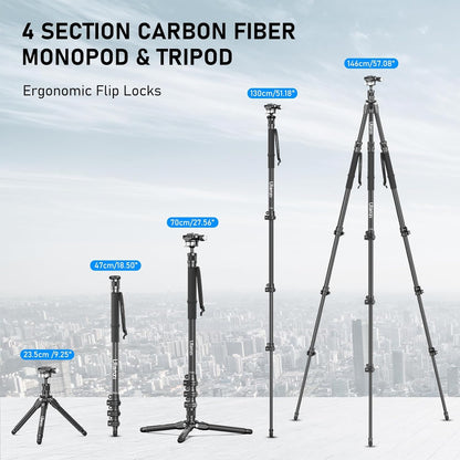 Ulanzi TT35 57.48" Carbon Fiber Tripod Kit w/ Hiking Poles & QR