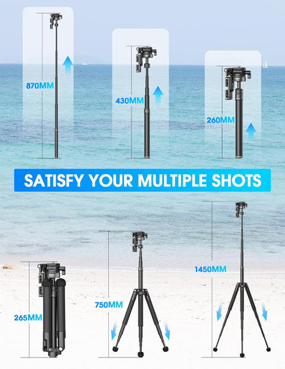 ULANZI MT-63 57" Foldable Tripod, 2-in-1 Clip, 5KG Load, Ball Head