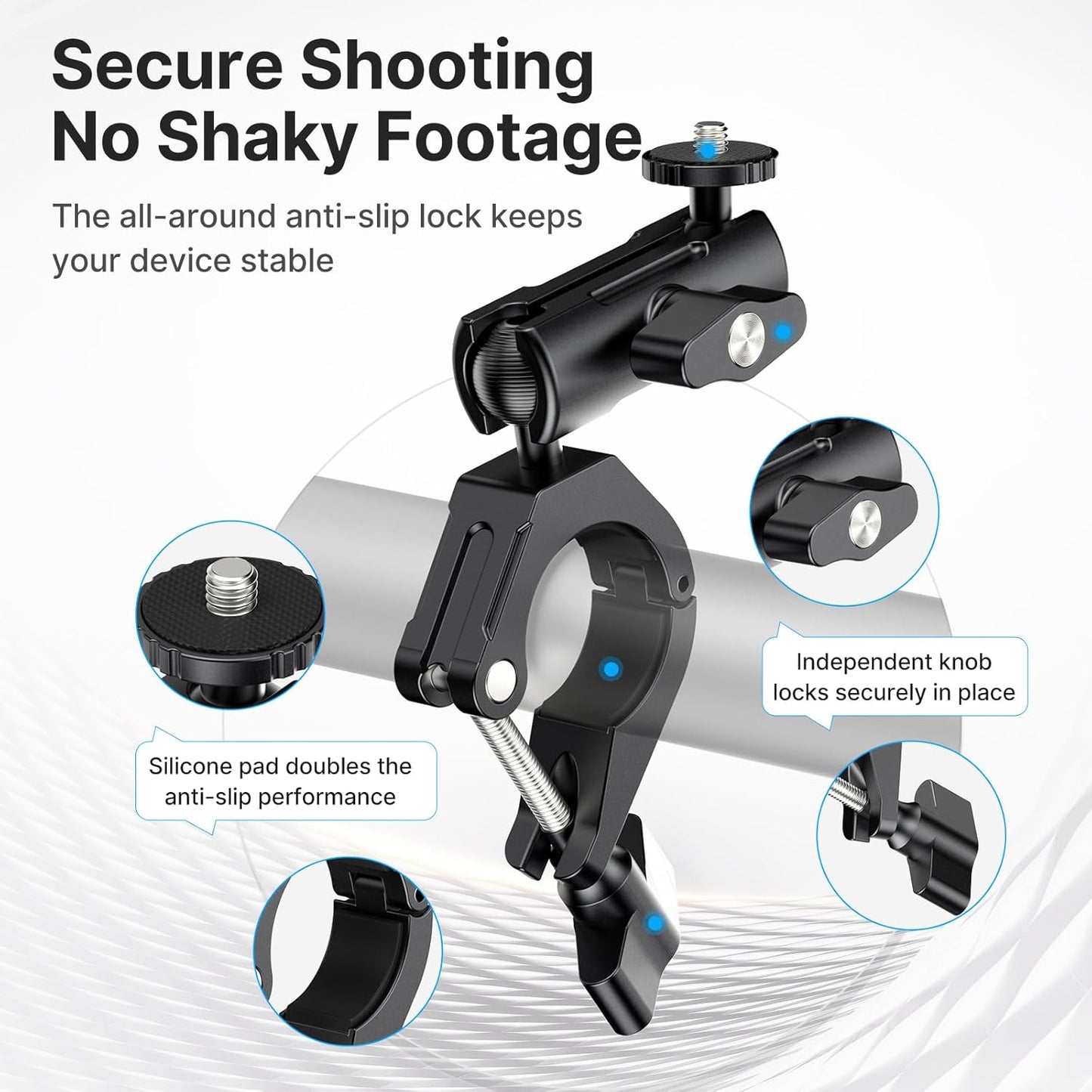 ULANZI CM025 360Â° Motorcycle Camera Mount w/ GoPro Adapter 8â€“35mm