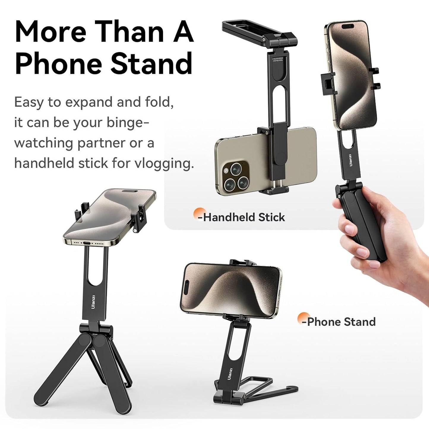 ULANZI MA26 Phone Tripod  â€“ Foldable, 2 Cold Shoe, Compact, Lightweight