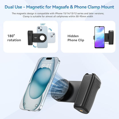 MA35 Selfie Phone Tripod Mount, 2-in-1 Magnetic Clip with Remote Shutter