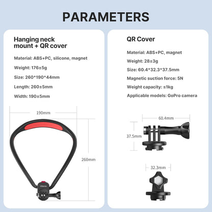 ULANZI Go-Quick II Neck Mount Magnetic Holder for GoPro, DJI, Insta360