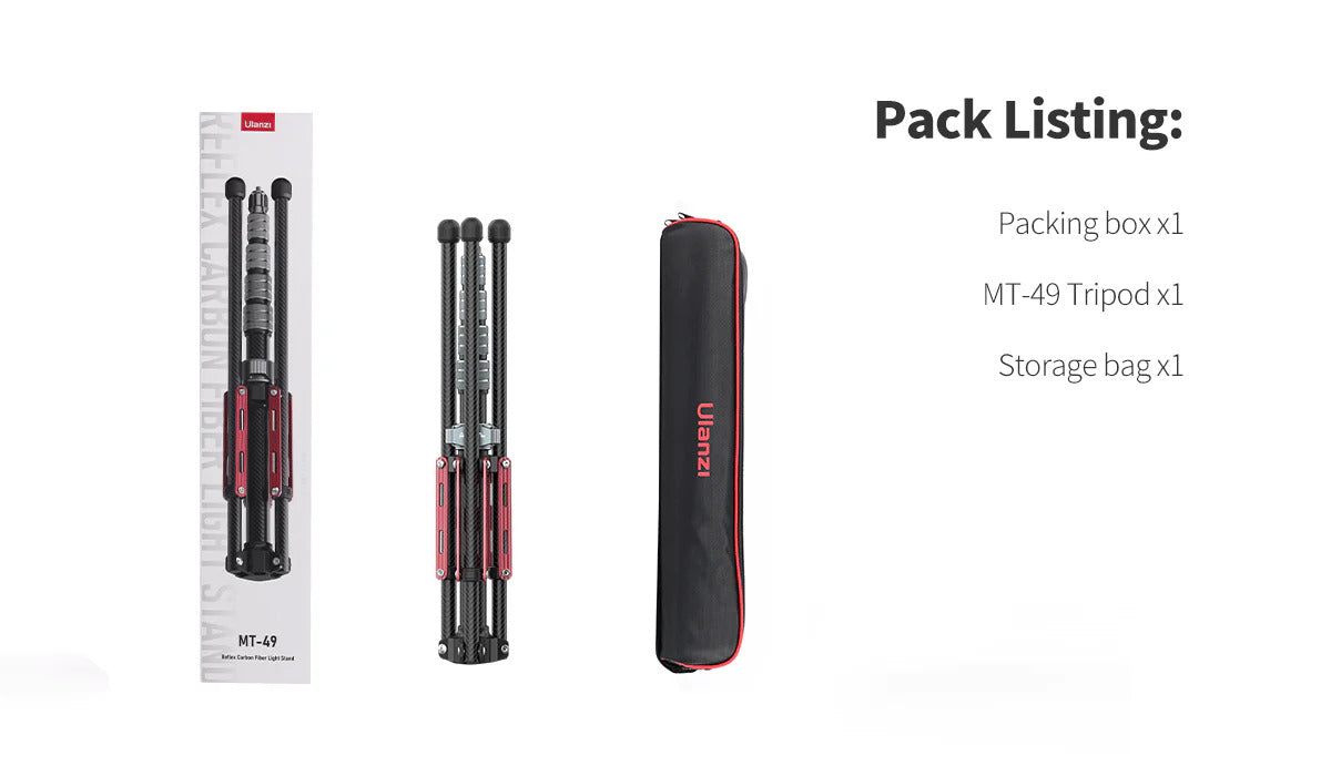 ULANZI MT-49 Carbon Fiber Light Stand, 194cm Tripod for Flash/Camera/Phone