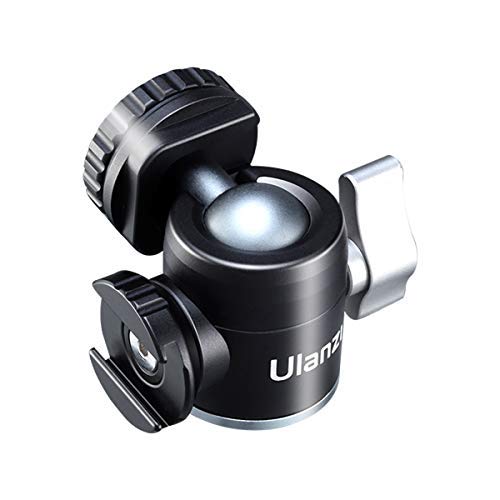 ULANZI U-60 Mini Ball Head, Dual Cold Shoe Mount, Aluminum Alloy 360Â° Swivel