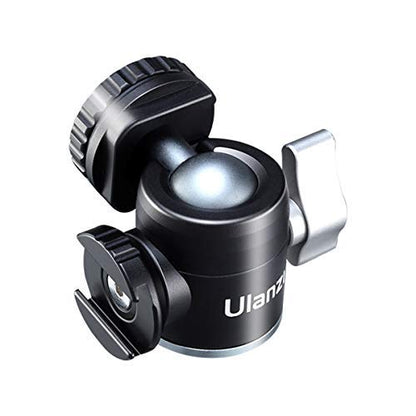 ULANZI U-60 Mini Ball Head, Dual Cold Shoe Mount, Aluminum Alloy 360Â° Swivel