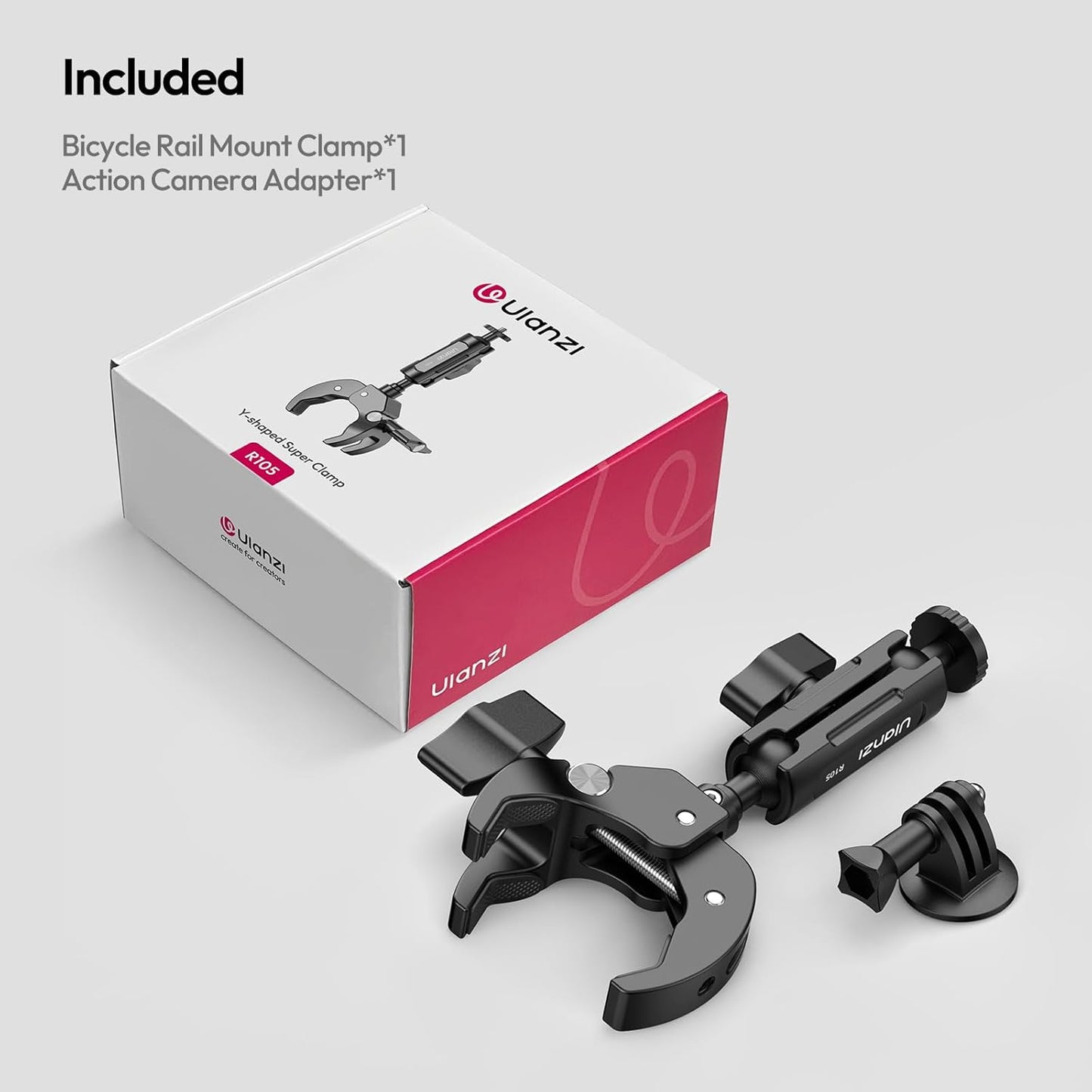 ULANZI R105 Super Clamp with 360Â° Dual Ballhead Arm, Y-Claw Mount for GoPro, Insta360, DJI
