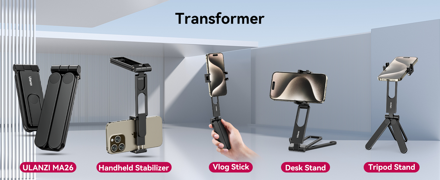 ULANZI MA26 Phone Tripod  â€“ Foldable, 2 Cold Shoe, Compact, Lightweight