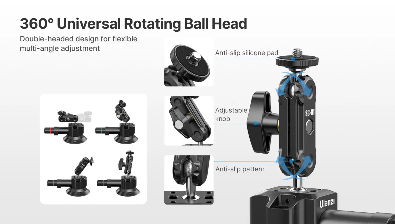 Ulanzi SC-01 Strong Suction Cup Mount Magic Arm (3")