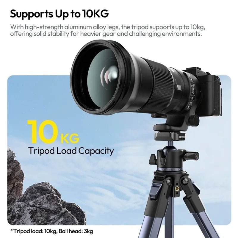 Ulanzi OMBRA II Travel Camera Tripod (T156) â€“ Lightweight Portable Black Tripod