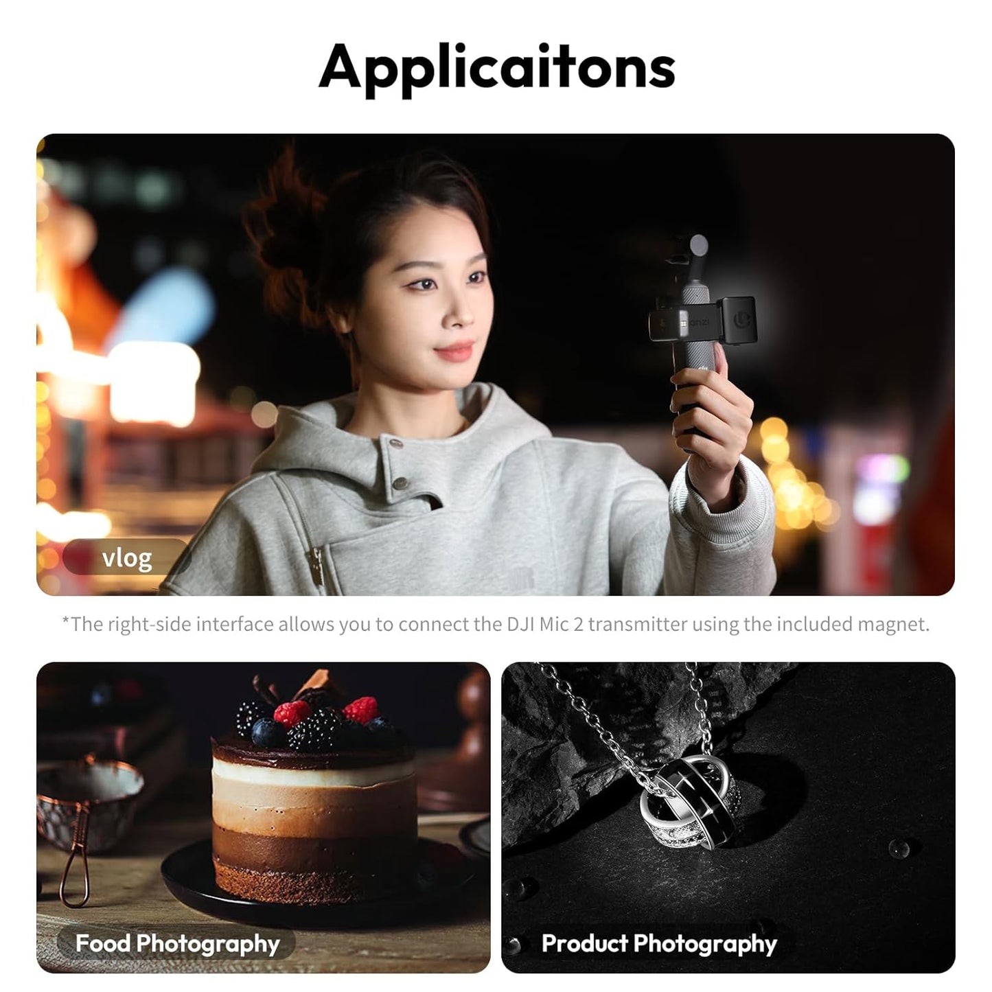 ULANZI LM001 Magnetic Mini Light for DJI Osmo Pocket 3, 2W USB-C, 500mAh, 5800K, CRIâ‰¥95, IPX4, 3-Level Brightness