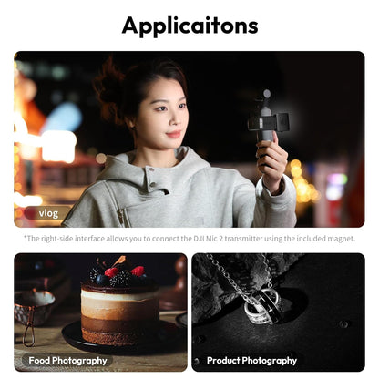 ULANZI LM001 Magnetic Mini Light for DJI Osmo Pocket 3, 2W USB-C, 500mAh, 5800K, CRIâ‰¥95, IPX4, 3-Level Brightness