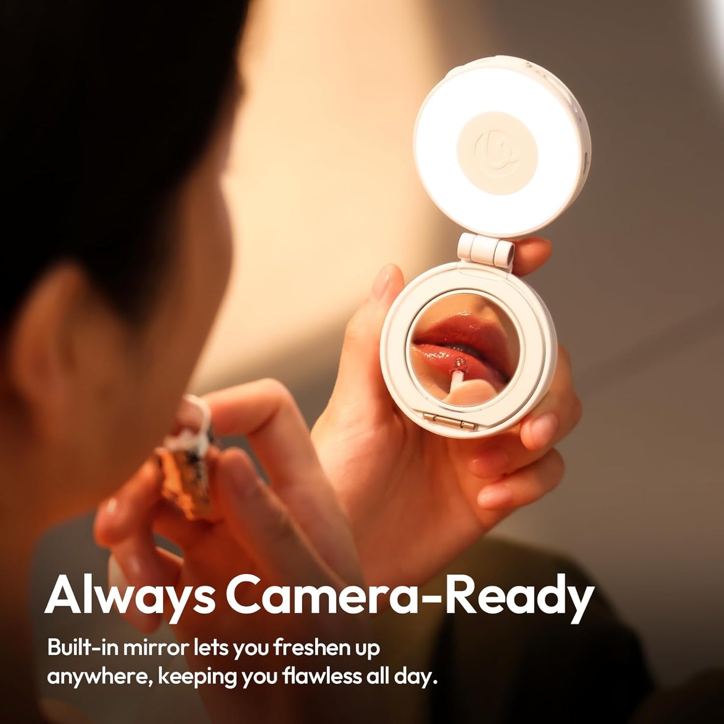 ULANZI LM23 Magnetic 360Â° Selfie Ring Light w/Mirror for iPhone MagSafe Black