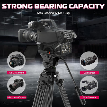 ULANZI MT-81 61in/155cm Camera Tripod 360° Fluid Head Aluminum 8kg Load