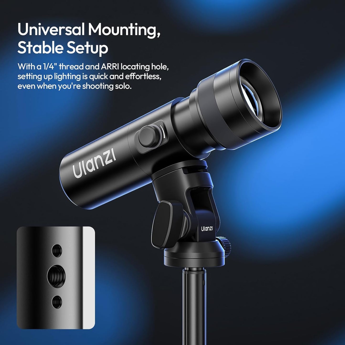 ULANZI LM01 RGB 7500mAh Portable LED Light w/ 20 Filters & Zoom Spotlight