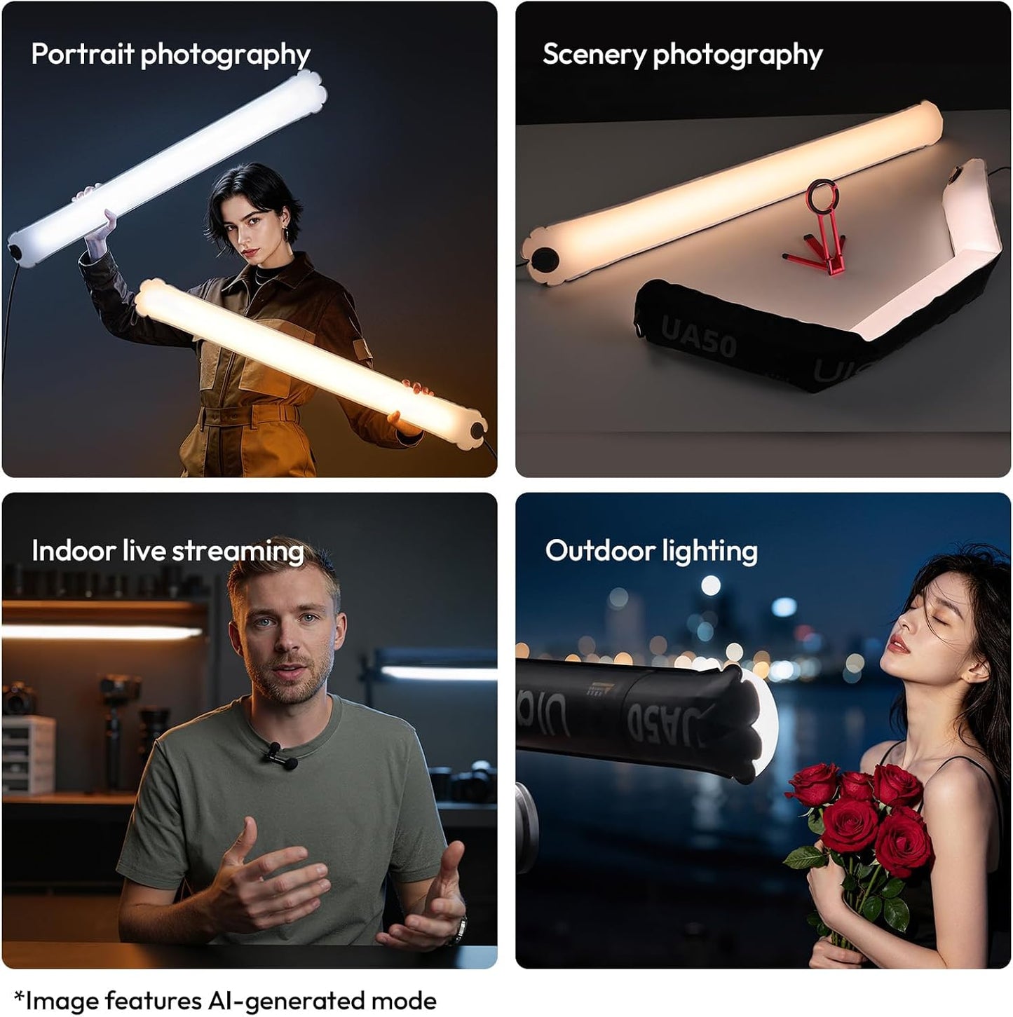Ulanzi UA50 50W Inflatable LED Air Pillar Light 2700K-6500K CRI 95+ 850mm PD65W