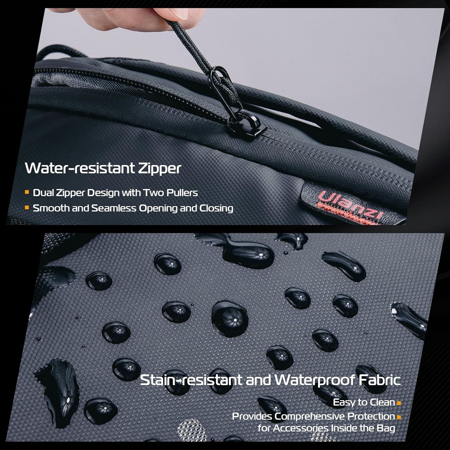 ULANZI Traker Tech Pouch Mini 2L, Electronics Organizer, Black, 220Ã—95Ã—140MM