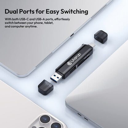 ULANZI CR1 3-in-1 Card Reader, USB-C/USB-A to SD/TF Memory Card Adapter for Camera