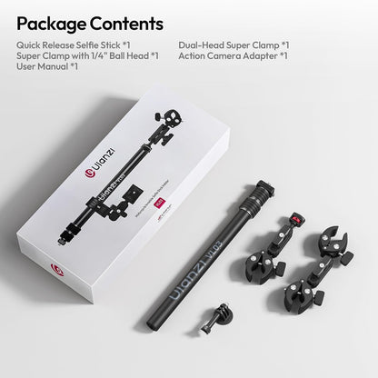 ULANZI VL03 40in Invisible Selfie Stick Motorcycle Bike Mount Kit