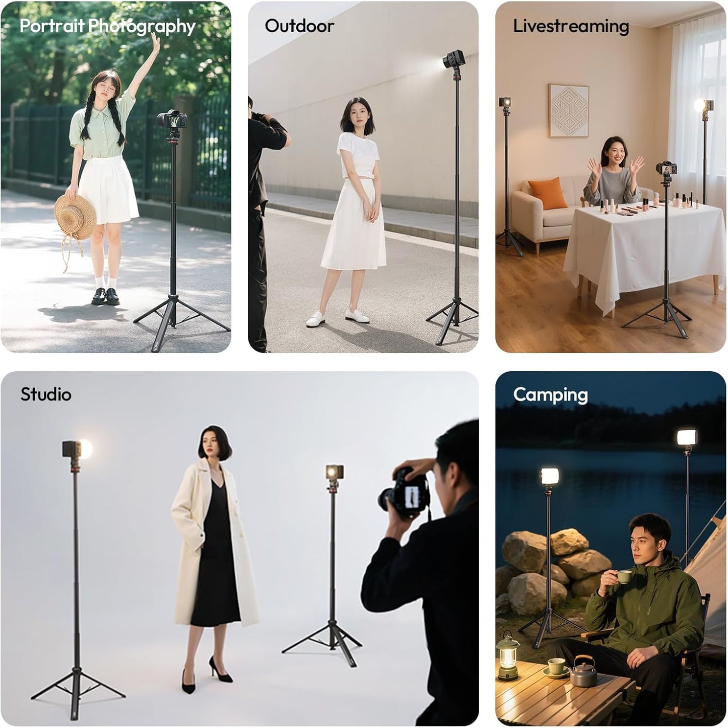 ULANZI MT-80 7FT Aluminum Tripod Stand Auto Pop-Up 360 Ball Head DSLR