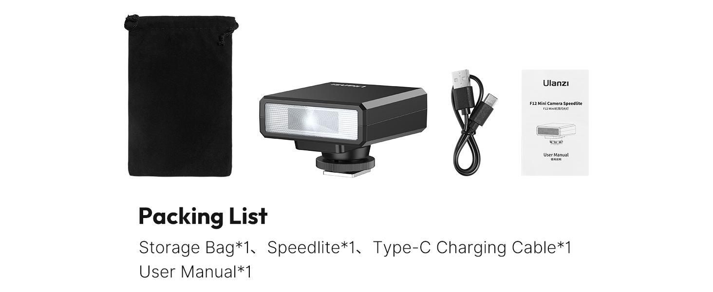 Ulanzi F12 Mini Camera Flash Speedlite GN12 HSS 5600K Type-C Hot Shoe
