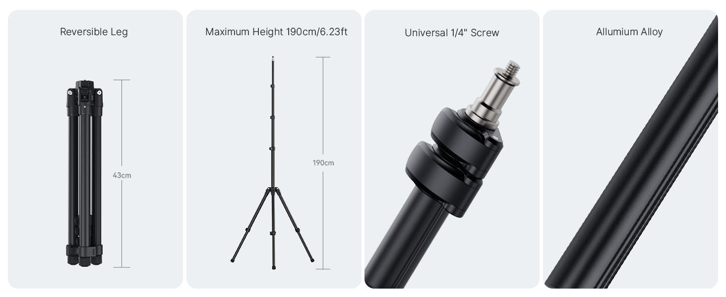 ULANZI TT43 6.23ft Extendable Light Stand, Aluminum Tripod for Studio