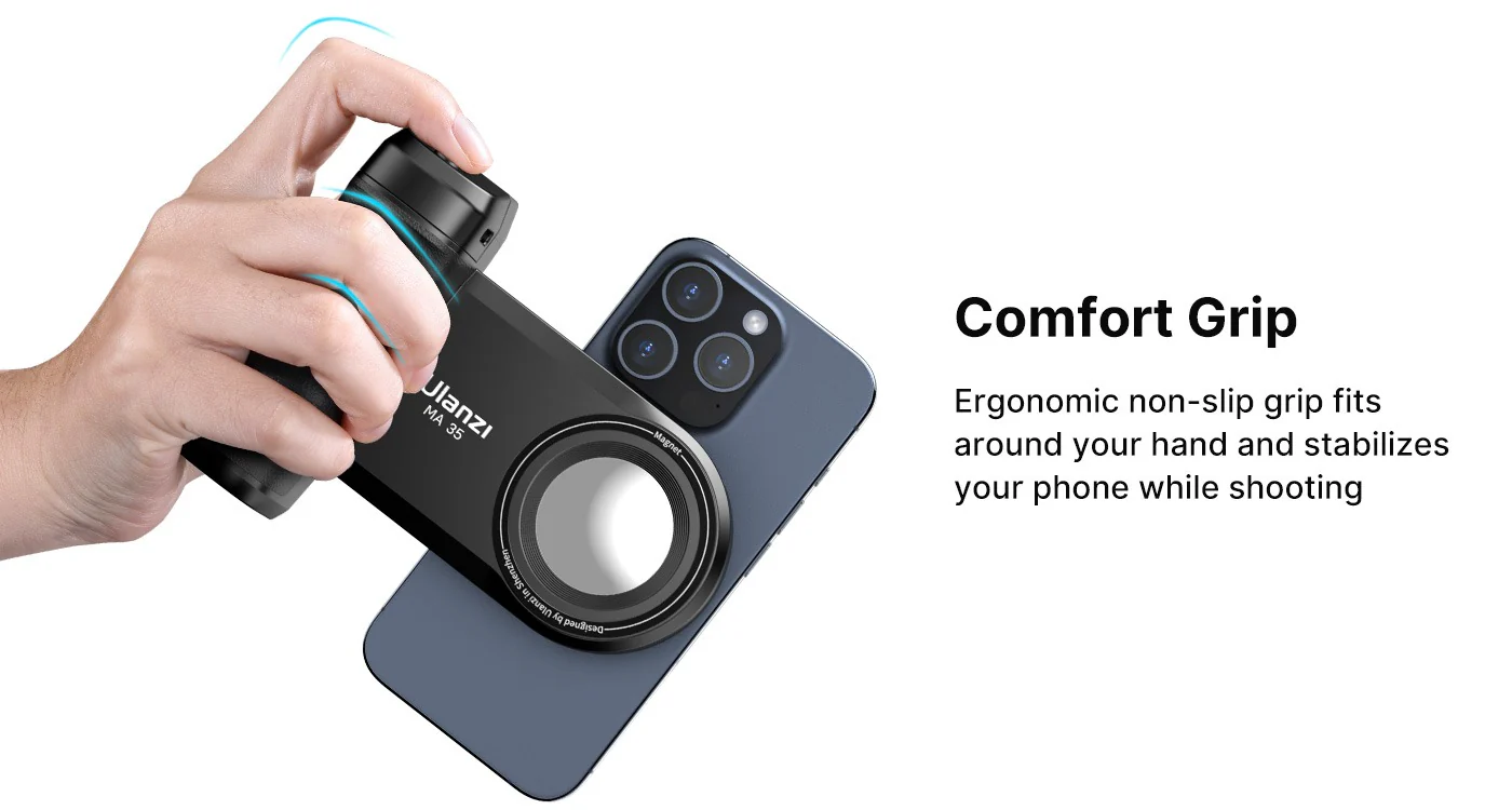 MA35 Selfie Phone Tripod Mount, 2-in-1 Magnetic Clip with Remote Shutter