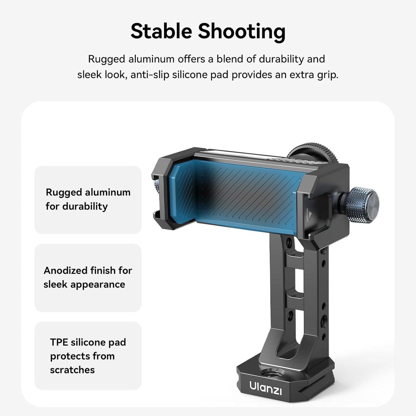 Ulanzi MA53 Phone Tripod Adapter, Arca/UKA, 2 Cold Shoe, 360Â° Metal Mount