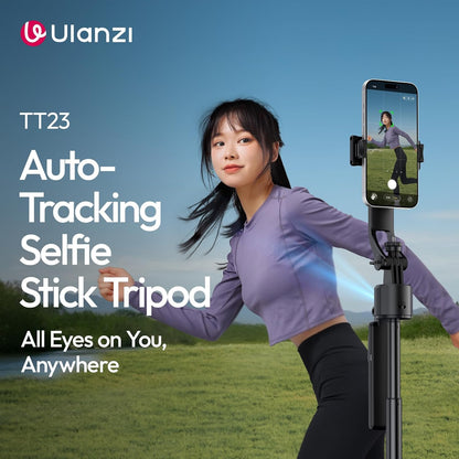 ULANZI TT23 64" Auto Face Tracking Tripod, 360Â° Selfie Stick w/ Remote for iPhone/Android