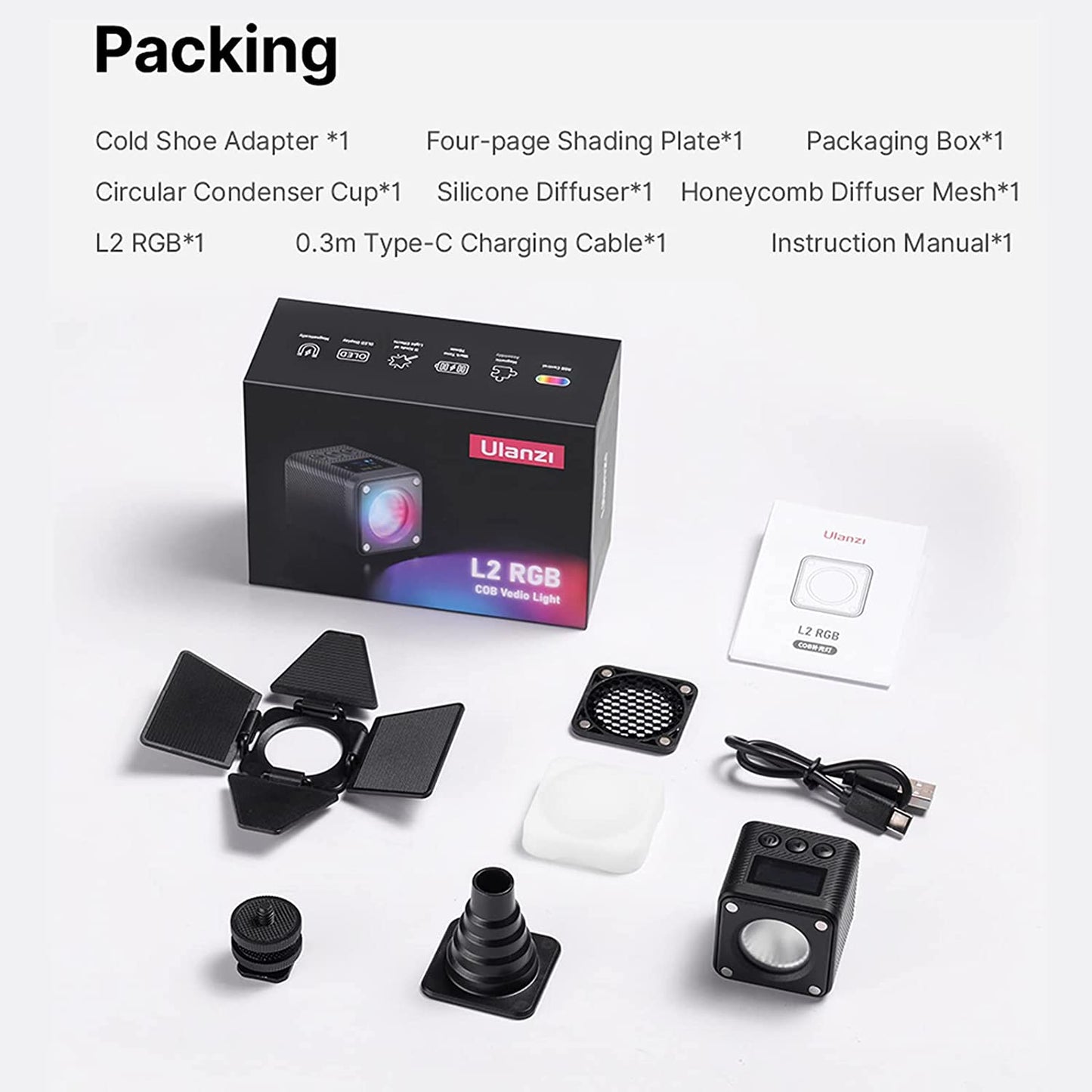 L2 COB RGB LED Video Light, 360Â° Full Color Portable Led Light for Camera Lighting, Magnetic Super Mini Cute Cube Light for Toy, Stop Motion and Micro Photography