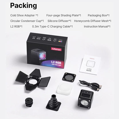 L2 COB RGB LED Video Light, 360Â° Full Color Portable Led Light for Camera Lighting, Magnetic Super Mini Cute Cube Light for Toy, Stop Motion and Micro Photography