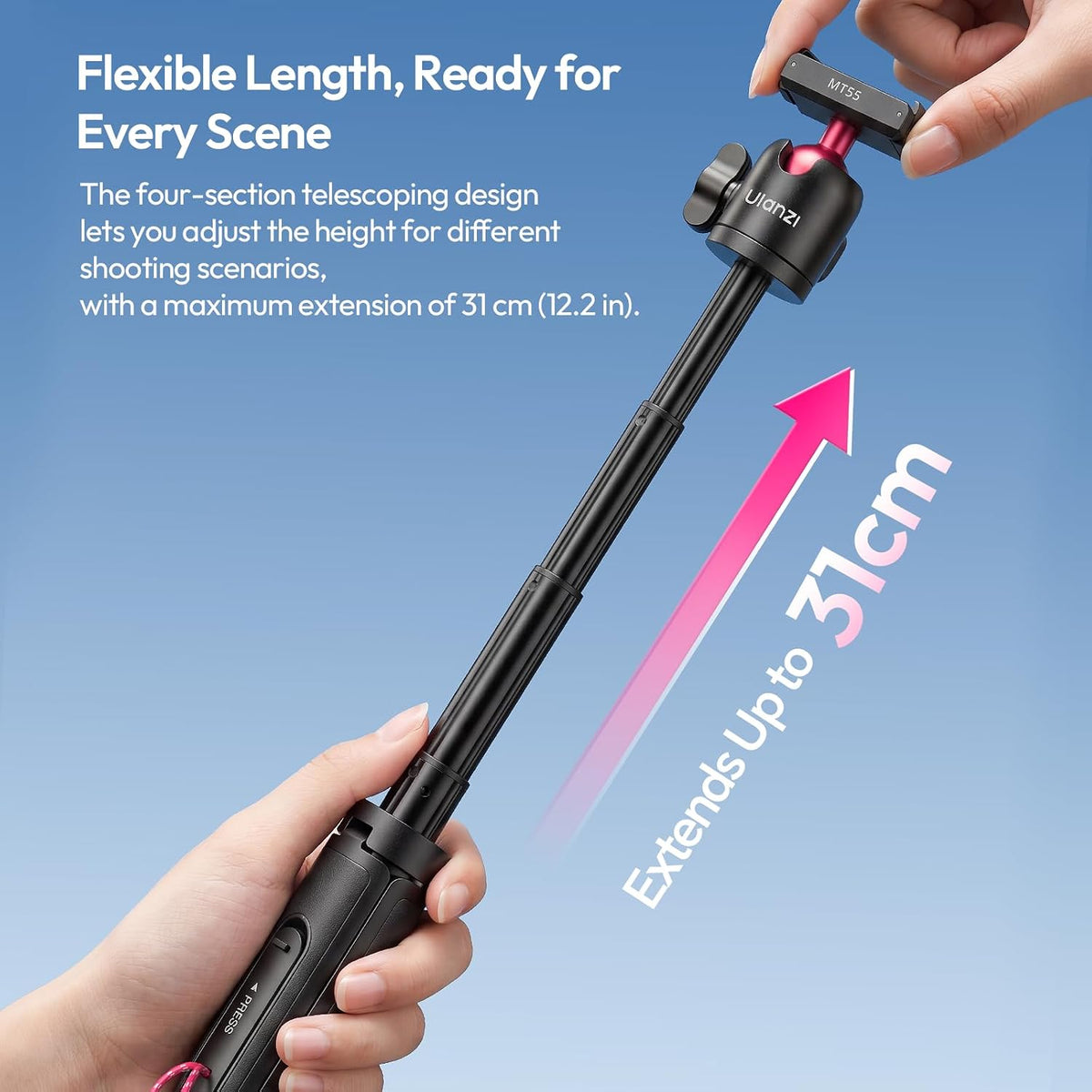 ULANZI MT55 Magnetic Mini Selfie Stick Tripod for Insta360 GO Ultra- Snapgo