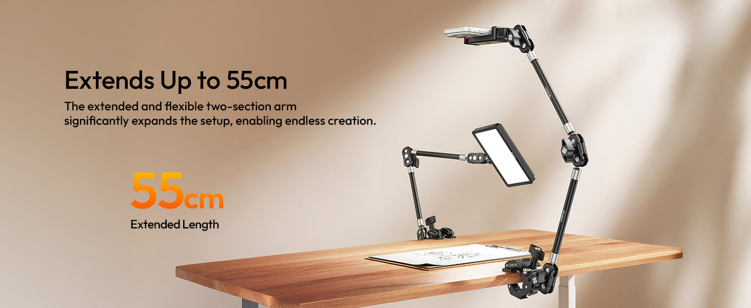 ULANZI CO78 22" Magic Arm with Super Clamp Desk C Clamp, 1kg Load Arm-C078 Kit
