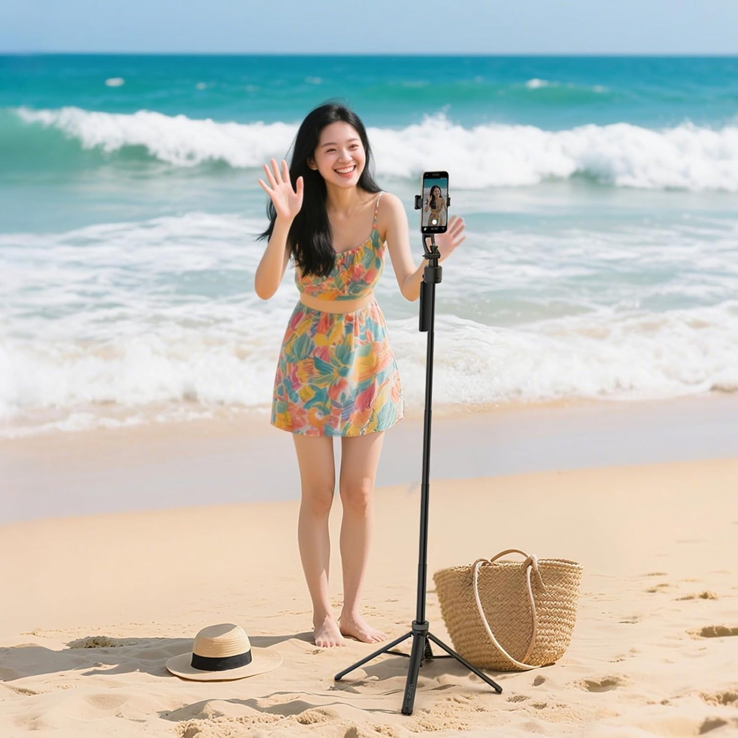 ULANZI TT23 64" Auto Face Tracking Tripod, 360Â° Selfie Stick w/ Remote for iPhone/Android