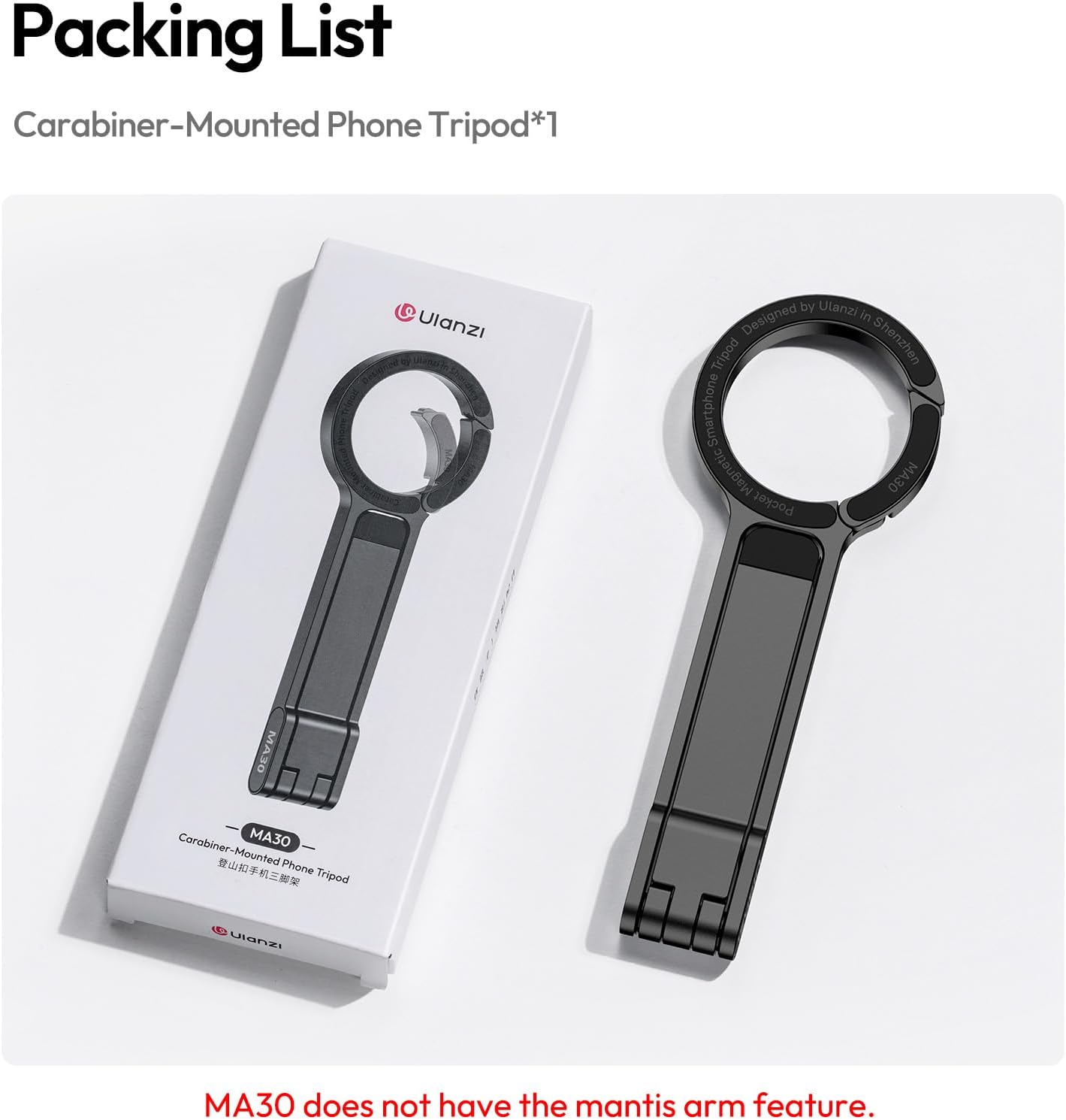 Ulanzi MA30 Carabiner-Mounted Phone Tripod