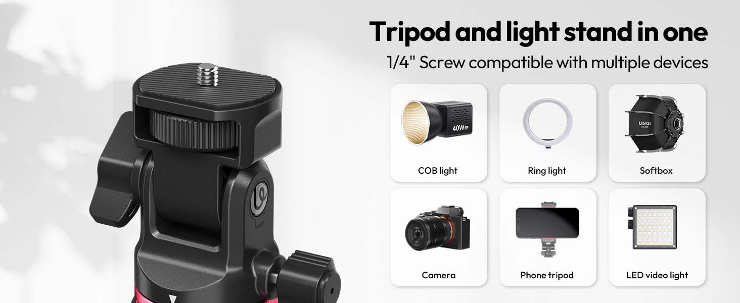 ULANZI MT-80 7FT Aluminum Tripod Stand Auto Pop-Up 360 Ball Head DSLR