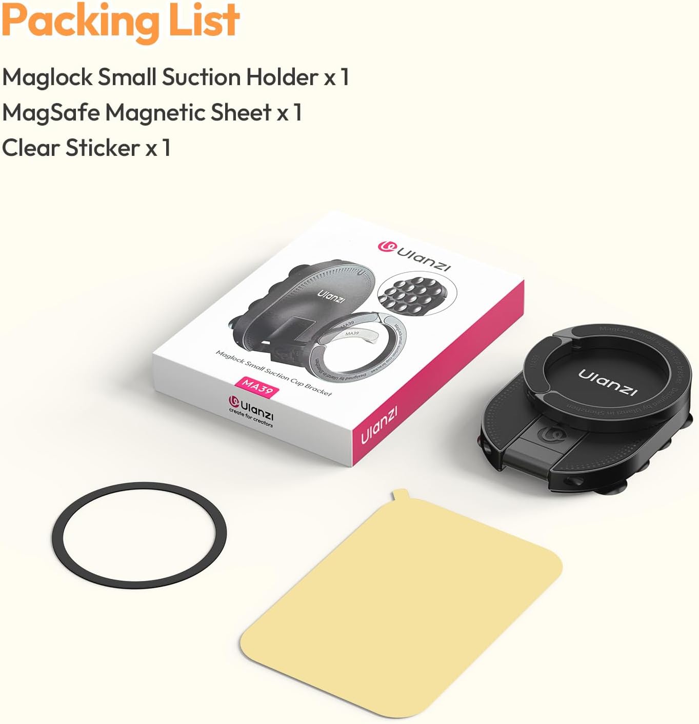 ULANZI MA39 3-in-1 Magnetic Phone Holder for MagSafe with 360¬∞ Rotatable Mount